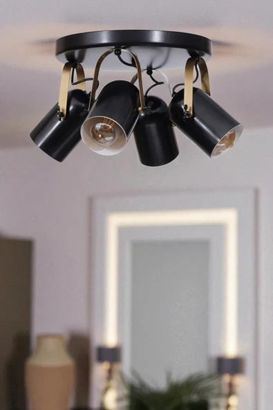 Lumexx LONDON 4 LÜ TEPSİLİ SİYAH PLAFONYER AVİZE ürün görseli