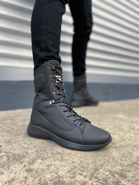 JET-799 Verton Bağcıklı Ortopedik Taban Günlük Cilt Erkek Askeri Postal Bot CST Siyah ürün görseli