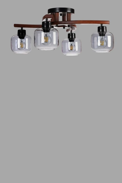 Lumexx WESTON 4 LÜ CEVİZ FÜME CAMLI PLOFONYER AVİZE - Resim 3