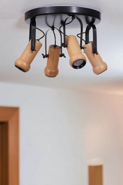 Lumexx PASCAL 4 LÜ TEPSİLİ NATUREL PLAFONYER AVİZE ürün görseli