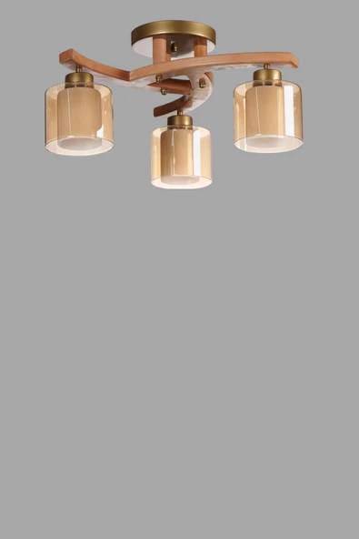Lumexx WESTON 3 LÜ NATUREL ÇİFT CAMLI PLOFONYER AVİZE - Resim 3