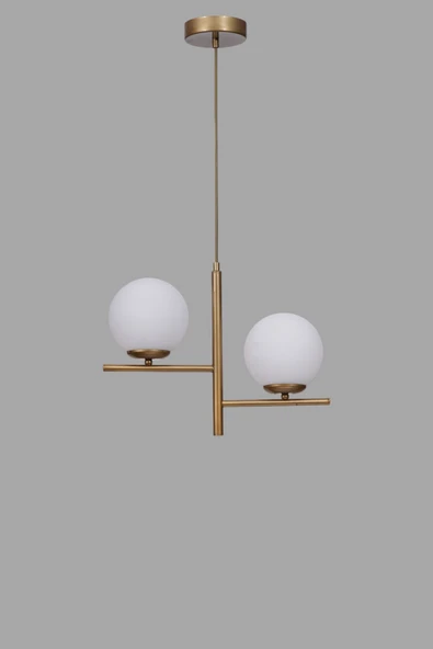 Lumexx TERRA 2 Lİ ESKİTME BEYAZ CAMLI AVİZE - Resim 3