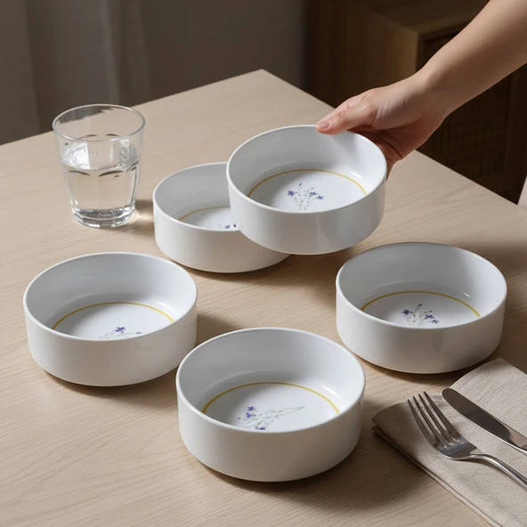 GÜRAL PORSELEN Paris Flower 4 Parça 12 cm Kase 29552 - Resim 7