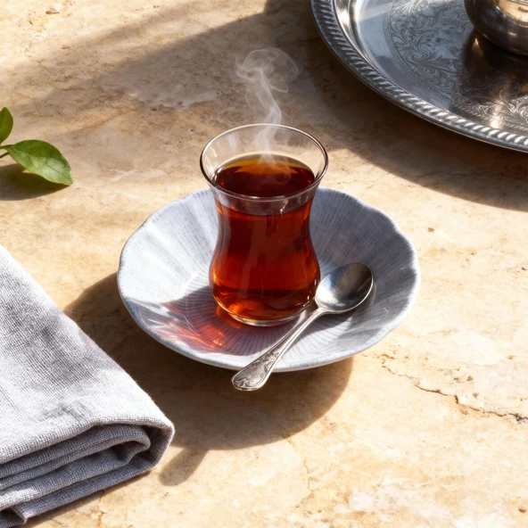 GÜRAL PORSELEN Acem 12 Parça 10 cm Çay Tabağı 1401 - Resim 6