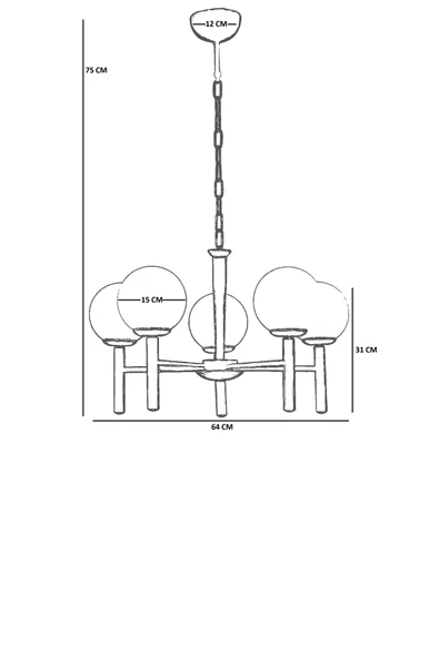 Lumexx LUKE 5 Lİ ESKİTME BAL CAMLI AVİZE - Resim 4