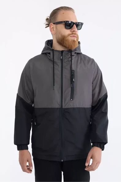 İçi Astarlı Su ve Rüzgar Geçirmez Cepli Erkek Yağmurluk - Resim 12