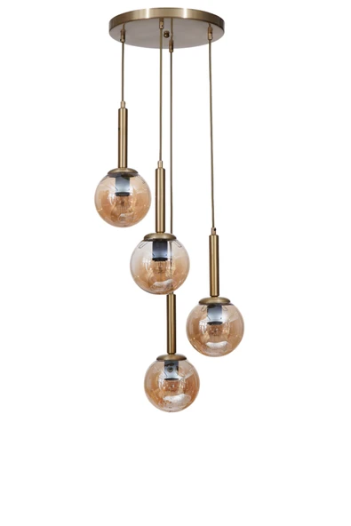 Lumexx SEZGİ 4 LÜ TEPSİLİ ESKİTME BAL CAMLI SARKIT - Resim 2