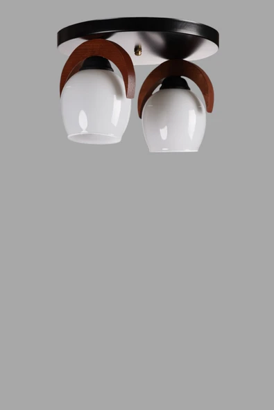 Lumexx HELENA 2 Lİ TEPSİLİ BEYAZ CAMLI PLAFONYER AVİZE - Resim 3