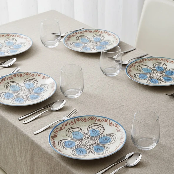 GÜRAL PORSELEN Camelia 6 Parça 20 cm Pasta Takımı 21391 - Resim 5