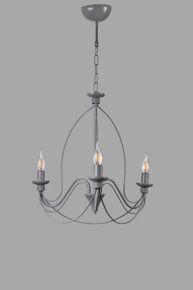 Lumexx BERFİN 3 LÜ GRİ RUSTİK AVİZE - Resim 3