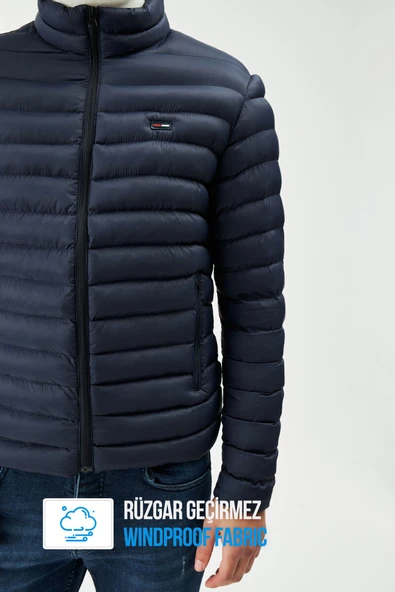 D1fference İçi Astarlı Cepli Jel Elyaf Su ve Rüzgar Geçirmez Şişme Kışlık Erkek Mont - Resim 4