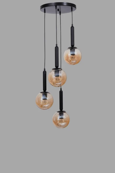 Lumexx SEZGİ 4 LÜ TEPSİLİ SİYAH BAL CAMLI SARKIT - Resim 3