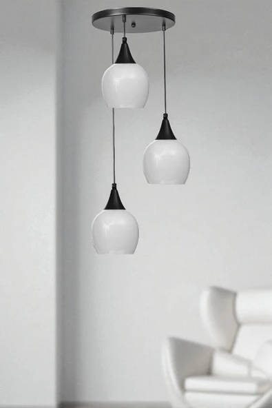 Lumexx ENZO 3 LÜ TEPSİLİ SİYAH BEYAZ CAMLI SARKIT ürün görseli