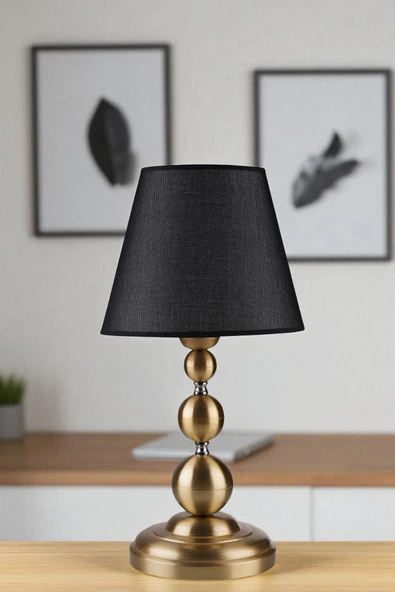 Lumexx HAYAL ESKİTME PRAMİT HASIR SİYAH ABAJURLU MASA LAMBASI - Resim 2