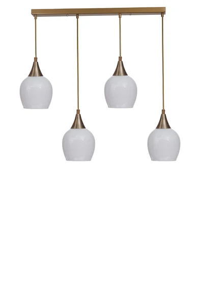 Lumexx ENZO 4 LÜ SIRALI ESKİTME BEYAZ CAMLI SARKIT - Resim 2