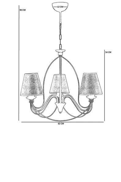 Lumexx BERFİN 3 LÜ GRİ HASIR GRİ ABAJRULU AVİZE - Resim 4