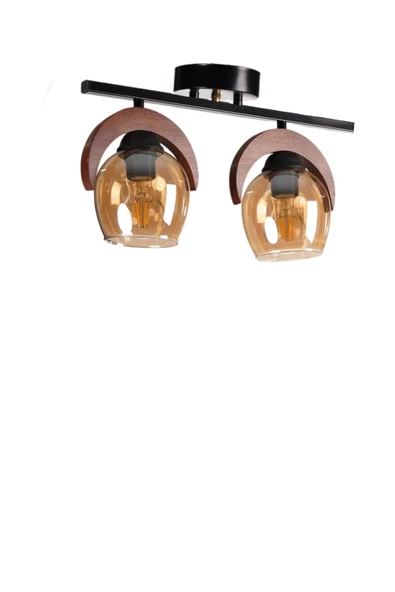 Lumexx HELENA 2 Lİ SIRALI BAL CAMLI PLAFONYER AVİZE - Resim 2