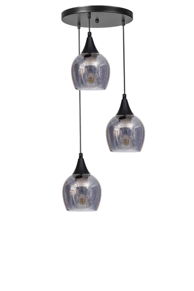 Lumexx ENZO 3 LÜ TEPSİLİ SİYAH FÜME CAMLI SARKIT - Resim 2