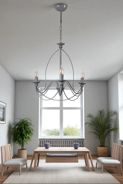 Lumexx BERFİN 3 LÜ GRİ RUSTİK AVİZE ürün görseli