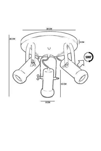 Lumexx PASCAL 3 LÜ TEPSİLİ NATUREL PLAFONYER AVİZE - Resim 4