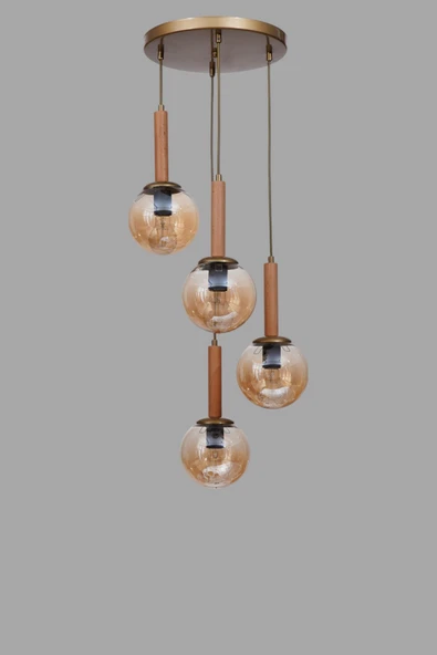 Lumexx IŞIL 4 LÜ TEPSİLİ NATUREL BAL CAMLI SARKIT - Resim 3