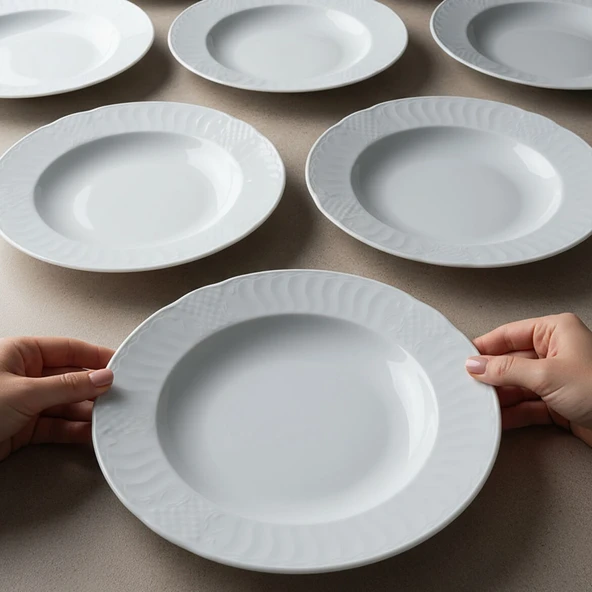 GÜRAL PORSELEN Sembol 6 Parça 22 cm Çukur Yemek Tabağı - Resim 2