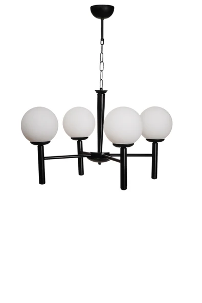 Lumexx LUKE 4 LÜ SİYAH BEYAZ CAMLI AVİZE - Resim 2