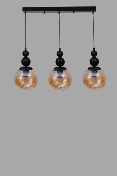 Lumexx YAREN 3 LÜ SIRALI SİYAH BAL CAMLI SARKIT - Resim 3