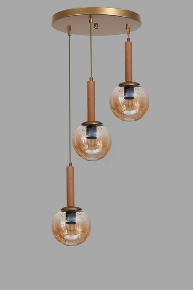 Lumexx IŞIL 3 LÜ TEPSİLİ NATUREL BAL CAMLI SARKIT - Resim 3