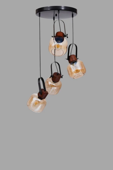 Lumexx MASAL 4 LÜ TEPSİLİ SİYAH BAL CAMLI SARKIT - Resim 5