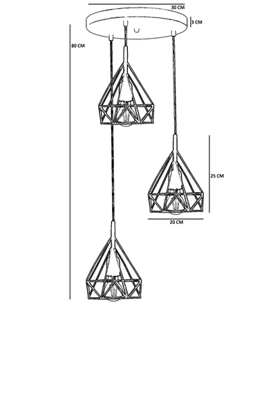 Lumexx PRAMİT 3 LÜ TEPSİLİ SİYAH SARKIT - Resim 4