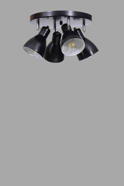 Lumexx OTİS 4 LÜ TEPSİLİ SİYAH PLAFONYER AVİZE - Resim 3