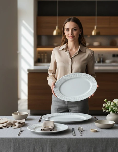 GÜRAL PORSELEN Sembol 2 Parça 35 cm Kayık Tabak ürün görseli 1