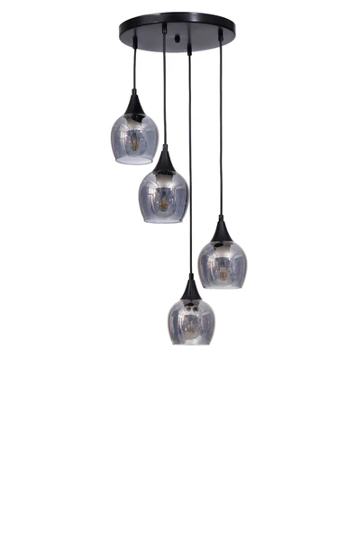 Lumexx ENZO 4 LÜ TEPSİLİ SİYAH FÜME CAMLI SARKIT - Resim 2