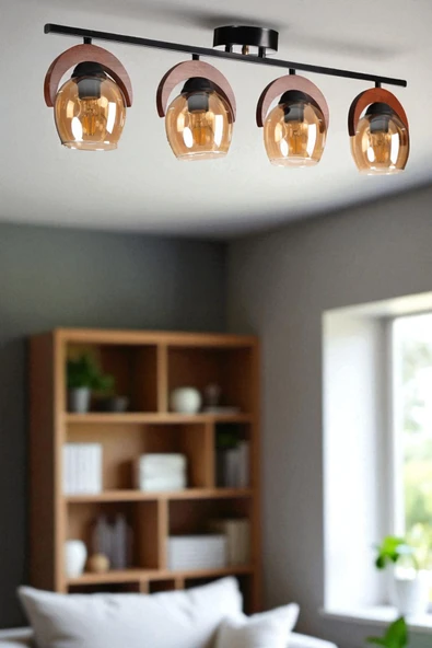 Lumexx HELENA 4 LÜ SIRALI BAL CAMLI PLAFONYER AVİZE ürün görseli