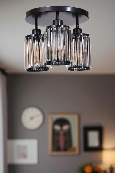 Lumexx HUGO 3 LÜ TEPSİLİ SİYAH PLAFONYER AVİZE ürün görseli