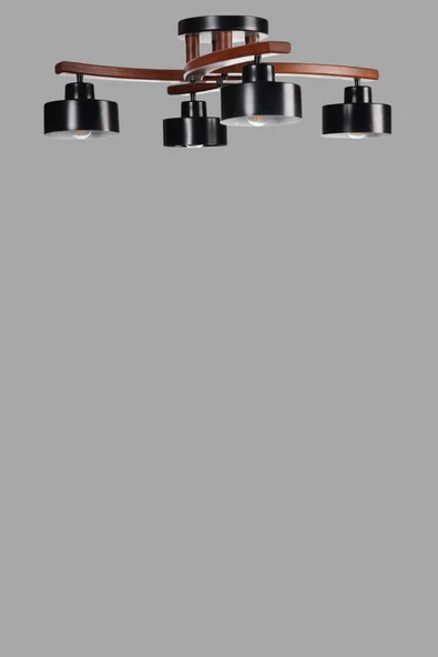 Lumexx WESTON 4 LÜ CEVİZ METAL BAŞLIKLI PLOFONYER AVİZE - Resim 3