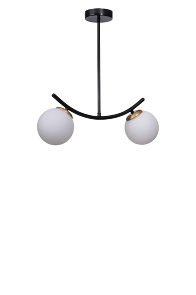 Lumexx VELVET 2 Lİ SİYAH BEYAZ CAMLI PLAFONYER AVİZE - Resim 2