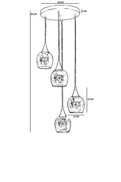 Lumexx ENZO 4 LÜ TEPSİLİ ESKİTME BEYAZ CAMLI SARKIT - Resim 4