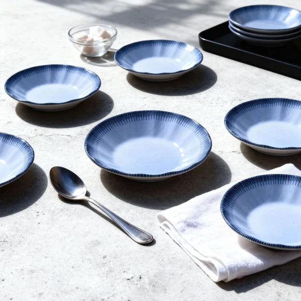 GÜRAL PORSELEN Acem 12 Parça 10 cm Çay Tabağı 30527 - Resim 6