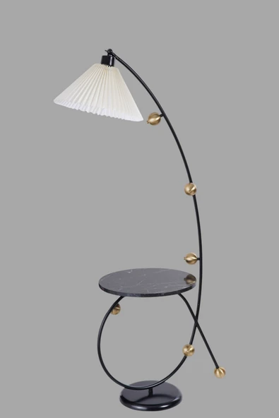 Lumexx YEKTA SEHBALI SİYAH LAMBADER PİLELİ KREM ABAJURLU - Resim 3