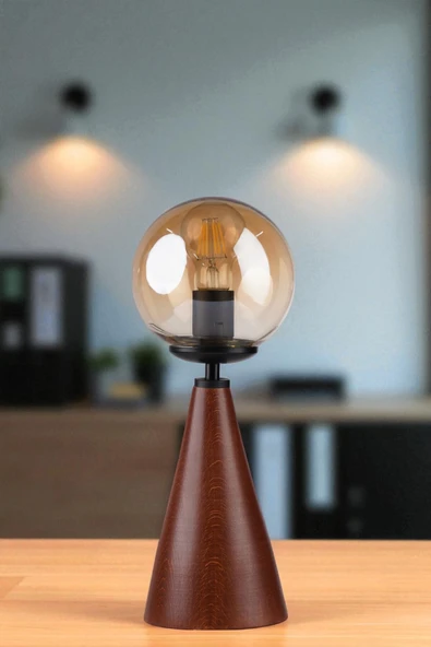Lumexx JUNO CEVİZ BAL CAMLI MASA LAMBASI - Resim 2