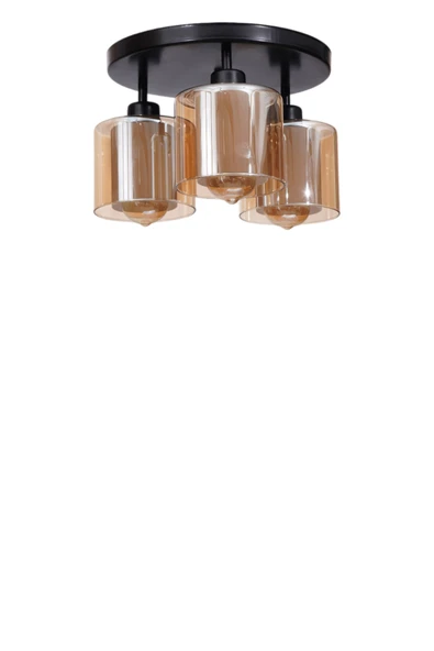 Lumexx YENİ SAHRA 3 LÜ TEPSİLİ SİYAH PLAFONYER AVİZE - Resim 2