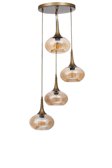 Lumexx ZARA 4 LÜ TEPSİLİ ESKİTME BAL CAMLI SARKIT - Resim 2