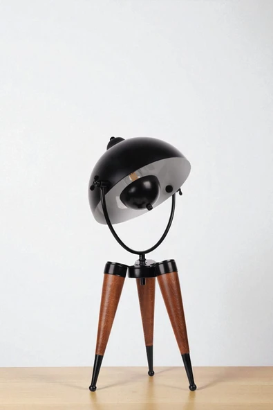 Lumexx YENİ STİL CEVİZ SİYAH RETRO BAŞLIKLI MASA LAMBASI ürün görseli