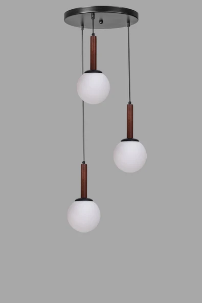 Lumexx IŞIL 3 LÜ TEPSİLİ CEVİZ BEYAZ CAMLI SARKIT - Resim 3