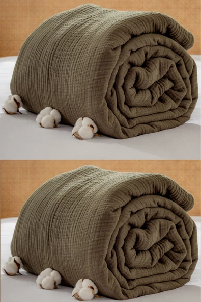 Rayme Textile Müslin Yatak Örtüsü Ultra Yumuşak Yüksek Kaliteli 4 Kat Muslin Pike (Tek Kişilik (240x280 cm) - Resim 4