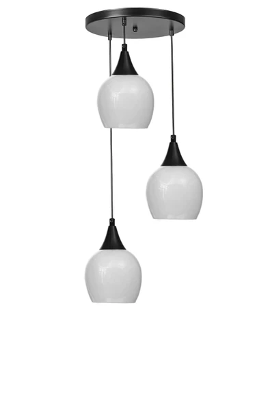 Lumexx ENZO 3 LÜ TEPSİLİ SİYAH BEYAZ CAMLI SARKIT - Resim 2