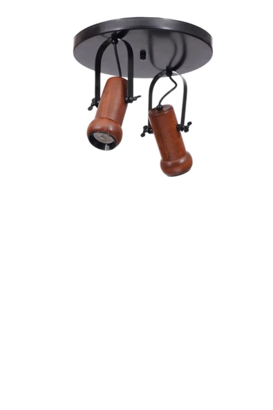 Lumexx PASCAL 2 Lİ TEPSİLİ CEVİZ PLAFONYER AVİZE - Resim 2