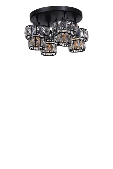 Lumexx LEO 4 LÜ TEPSİLİ SİYAH PLAFONYER AVİZE - Resim 2